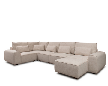 Lydia Modular Corner sofa Cream with footstool