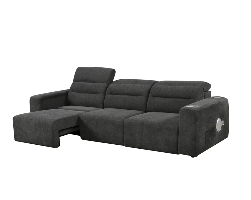 Mayfair 3 seater Electric Sliding seats Black with Bluetooth speakers || Wireless charger  || USB port