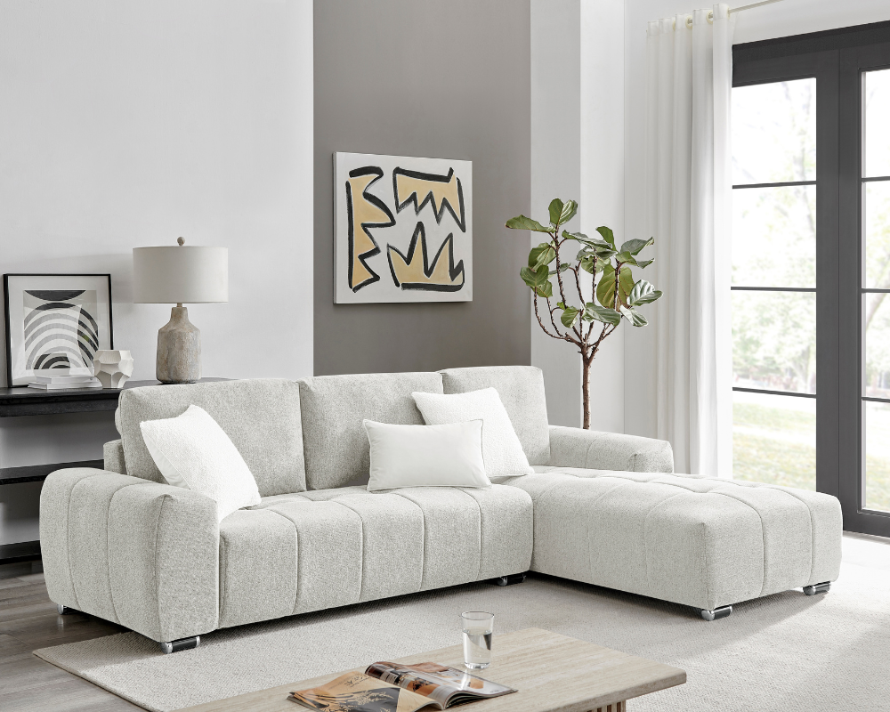 Gray sectional sofa on a white background