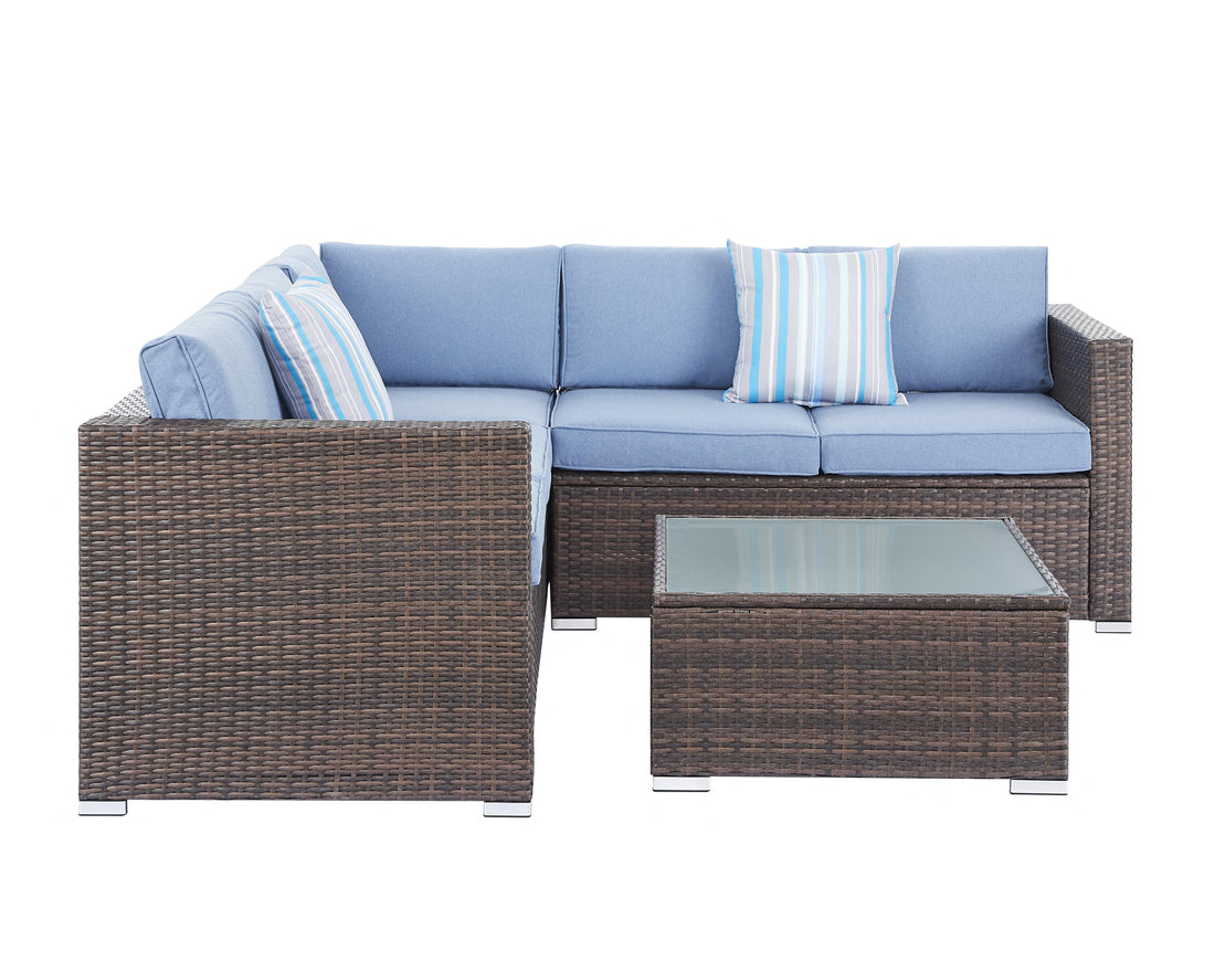 Zenith 4PC Corner Sofa Set w/ Blue  Cushions