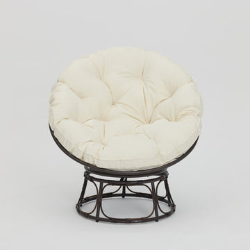 Tranquil Swivel Moon Chair w/ Cream Cushions