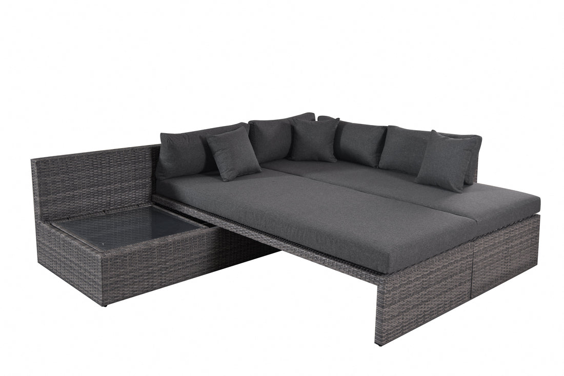 Veranda Rattan 3PC Sofa Set w/ Grey  Cushion