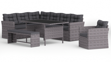 Breeze Two Tone Grey Rattan Dark Grey 5pcs Corner Group