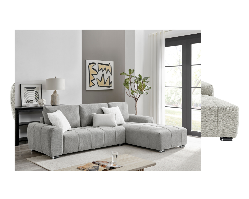 Caramel Left hand Corner Sofa Silver