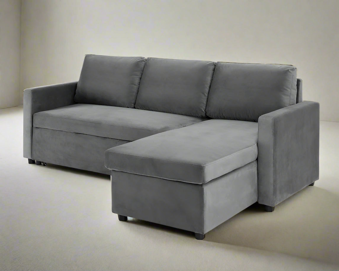 Haven Velvet Pull Out Sofa Bed Grey