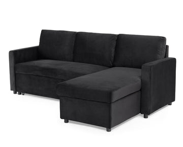 Haven Velvet Pull Out Sofa Bed Black