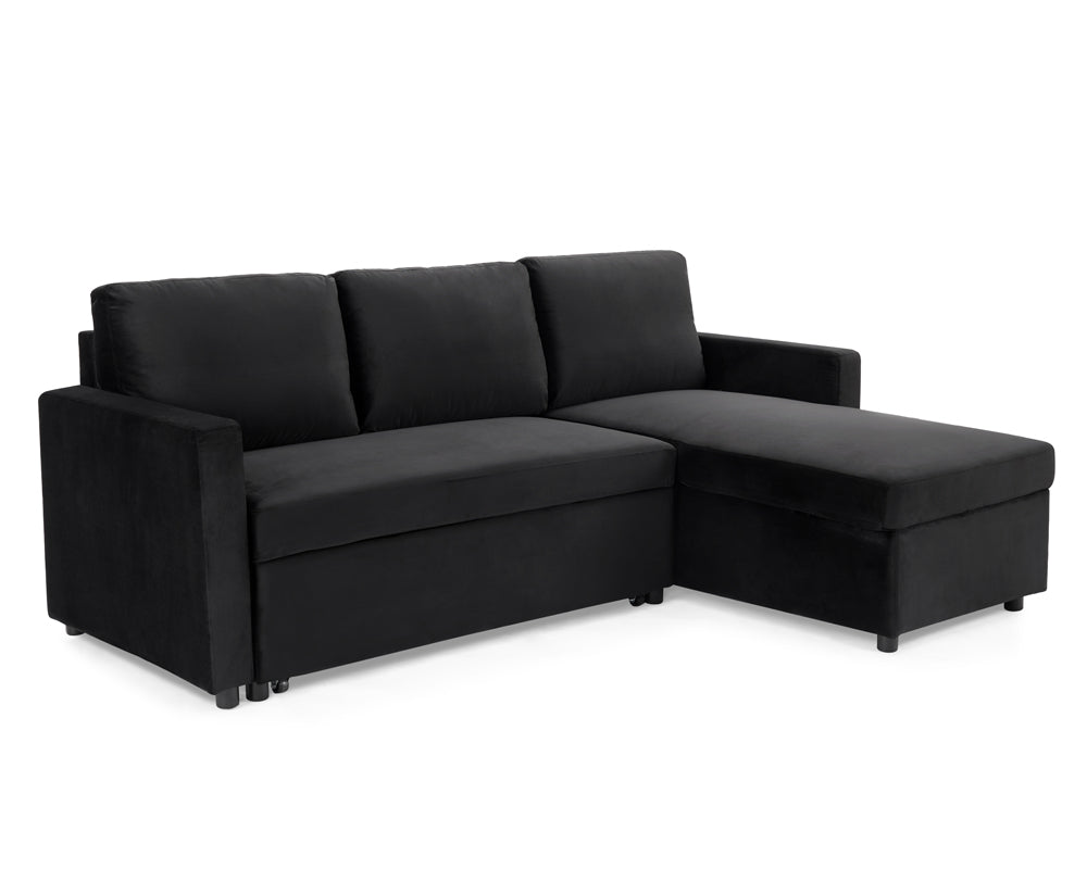Haven Velvet Pull Out Sofa Bed Black