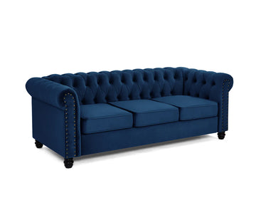 Chesterfield Studded Velvet 3 Seater Sofa
