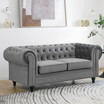 Chesterfield Studded Velvet 2 Seater Sofa