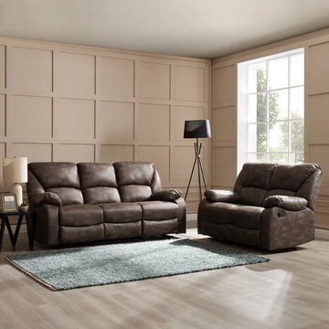 Enoch Faux LeatherFabric 2+3 Seater Manual Recliner Sofa