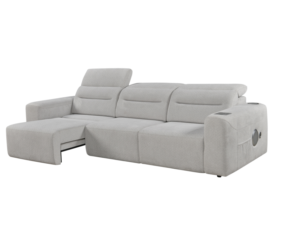 Mayfair 3 seater Electric Sliding seats Grey with Bluetooth speakers || Wireless charger  || USB port