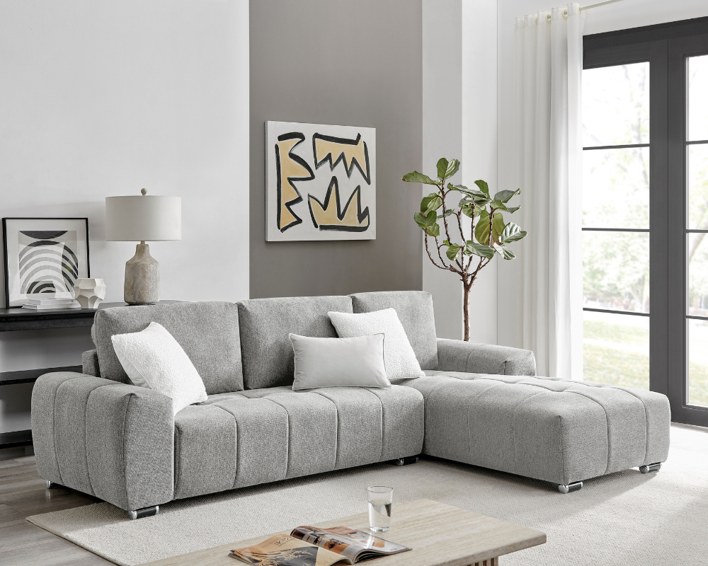 Caramel Right Hand Corner Sofa Silver