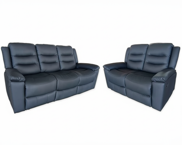 Delano 2+3 Seater Manual Recliner Anti Scratch Leather Black