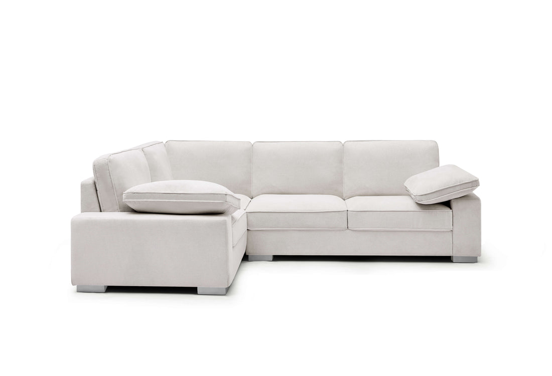 Ascot Left Hand Corner Sofa – Plush Velvet and Linen Fabric