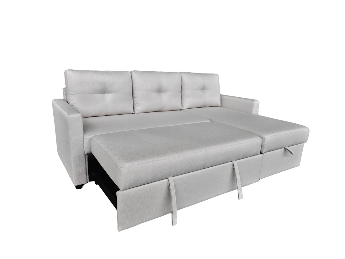 Sial Universal Corner Pull Out Sofa bed with storage chase Silver