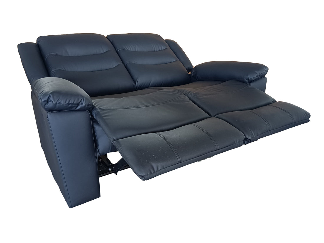 Delano 2 Seater Manual Recliner Anti Scratch Leather Black