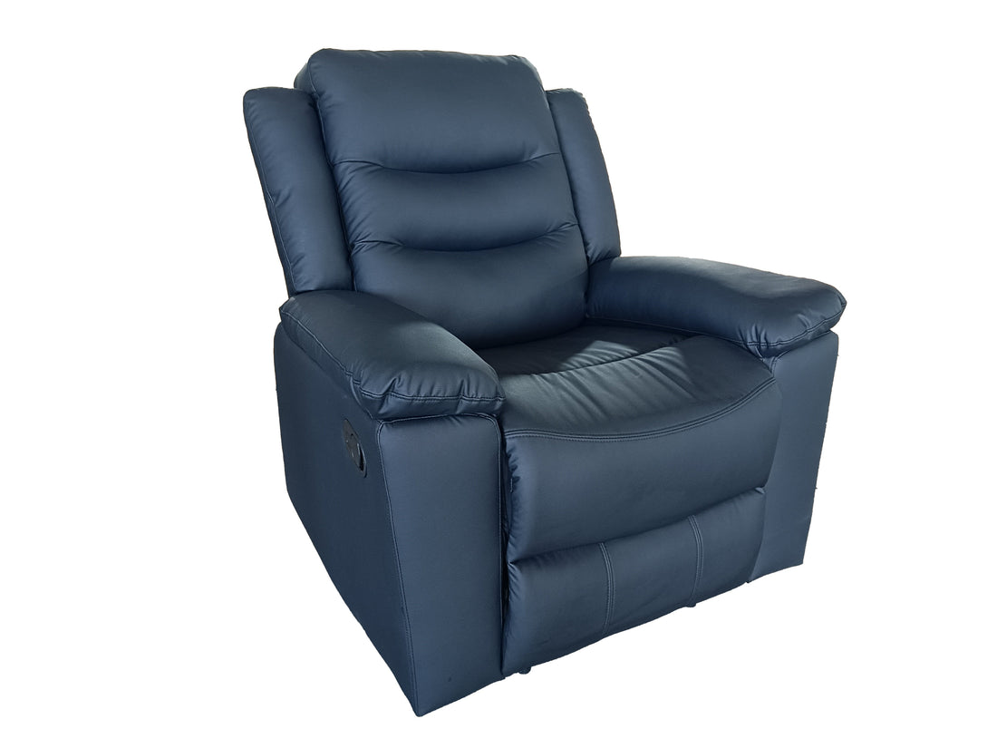 Delano 1 Seater Manual Recliner Anti Scratch Leather Black