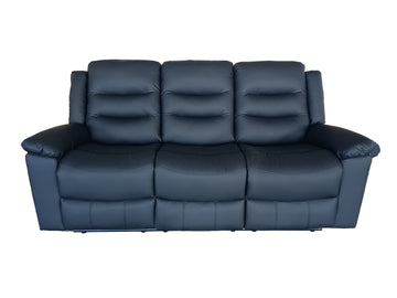 Delano 3 Seater Manual Recliner Anti Scratch Leather Black