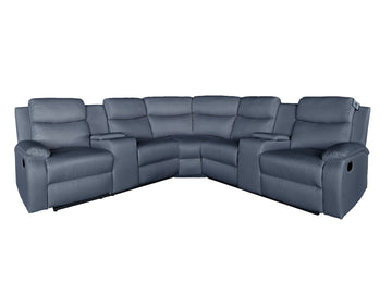 Rosewood Fabric Manual Recliner with console and cupholders Grey