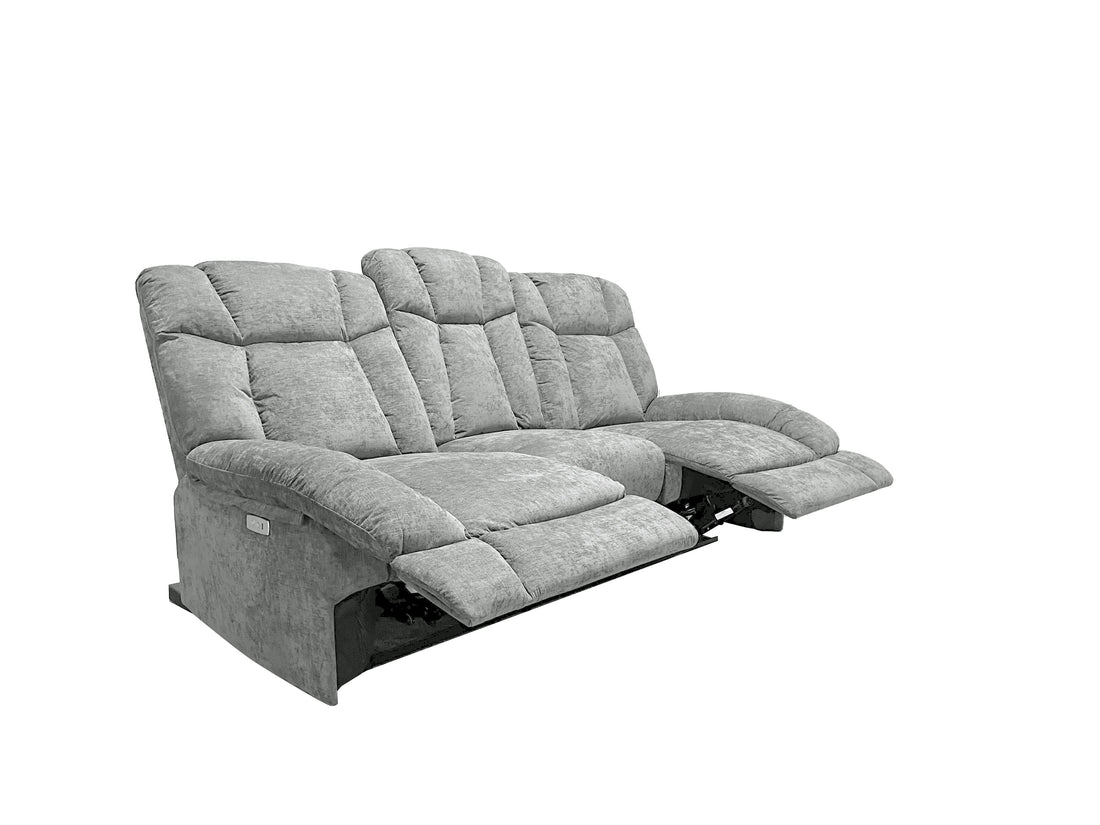Marlow Fabric 3 Seater Electric Recliner Set Silver