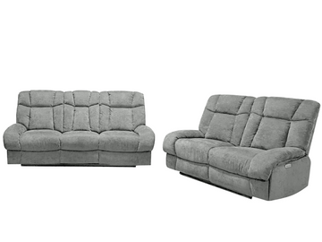 Marlow Fabric 2+3 Seater Electric Recliner Set Silver