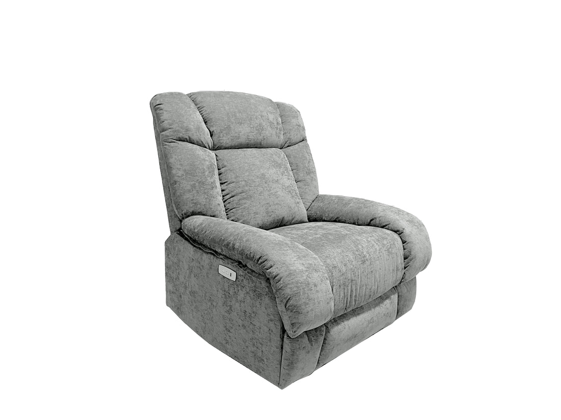 Marlow Fabric 1 Seater Electric Recliner Set Silver