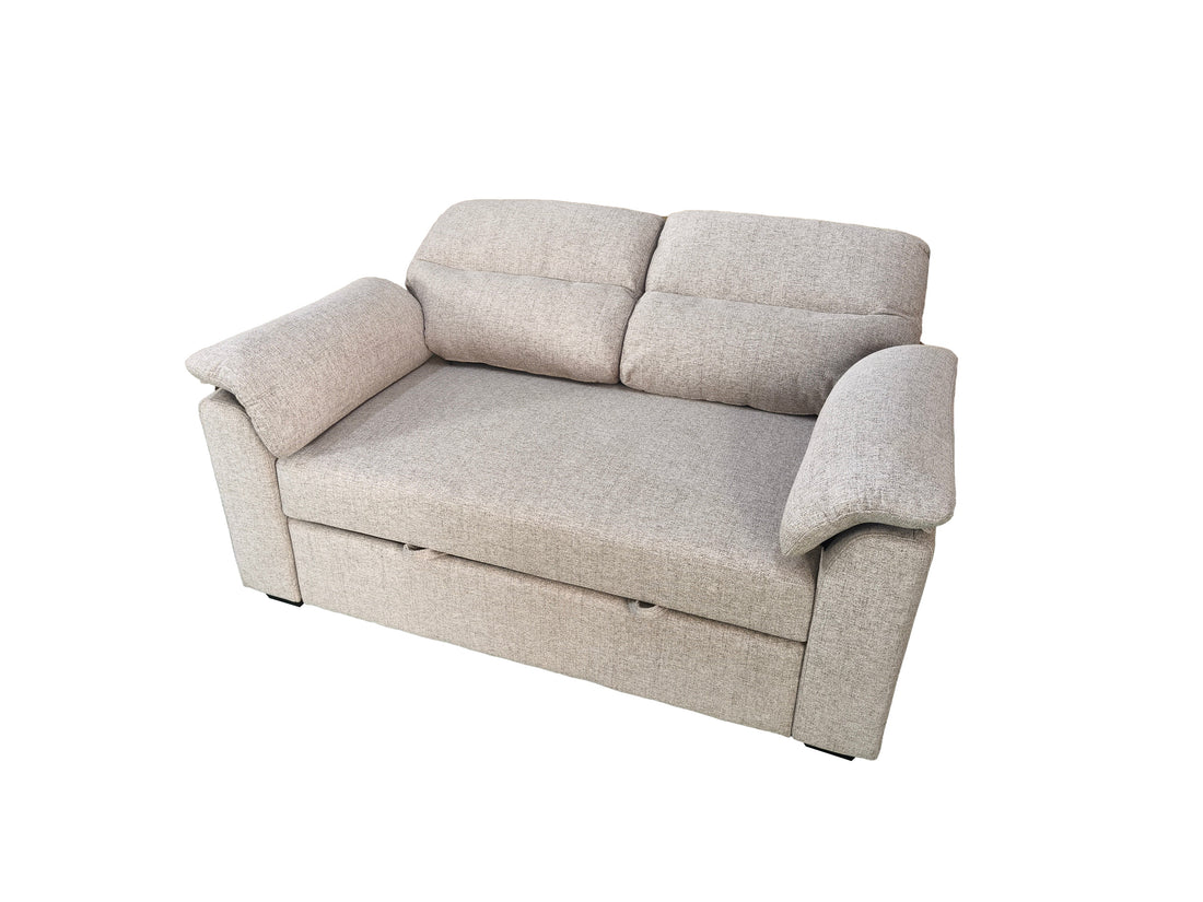 Milo 2 seater pull out sofa bed With Folded Back Beige