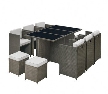 Verdant 11pcs low Back Cube Dining  Grey Cushions