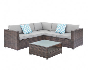 Oasis 4PC Corner Sofa Set w/ Grey  Cushions