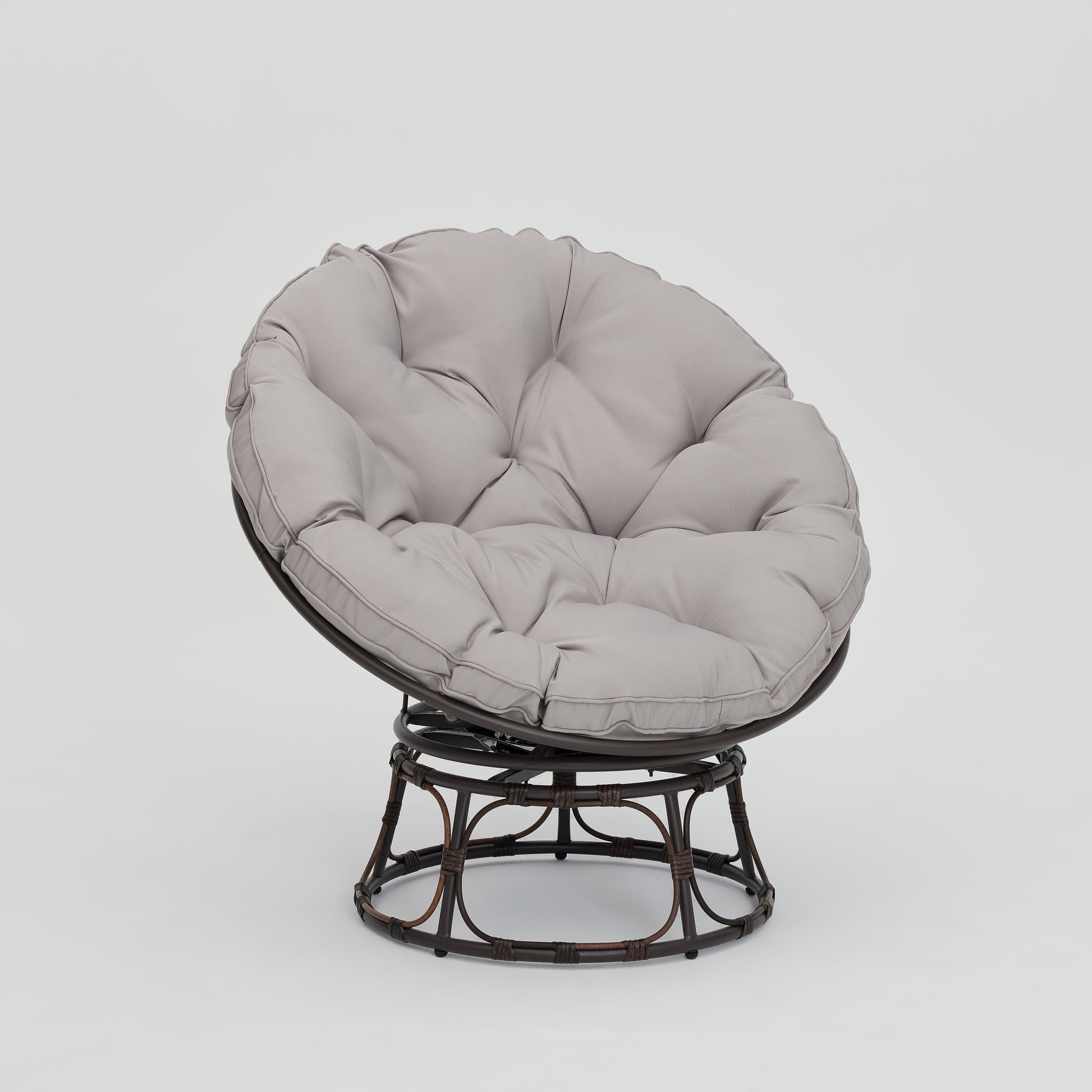 Haven Swivel Moon Chair w/ Grey  Cushions
