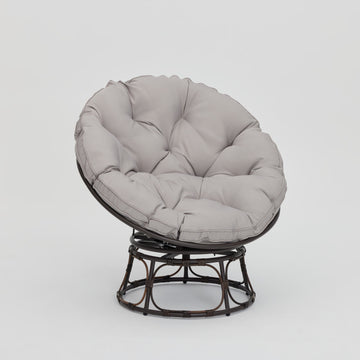 Haven Swivel Moon Chair w/ Grey  Cushions