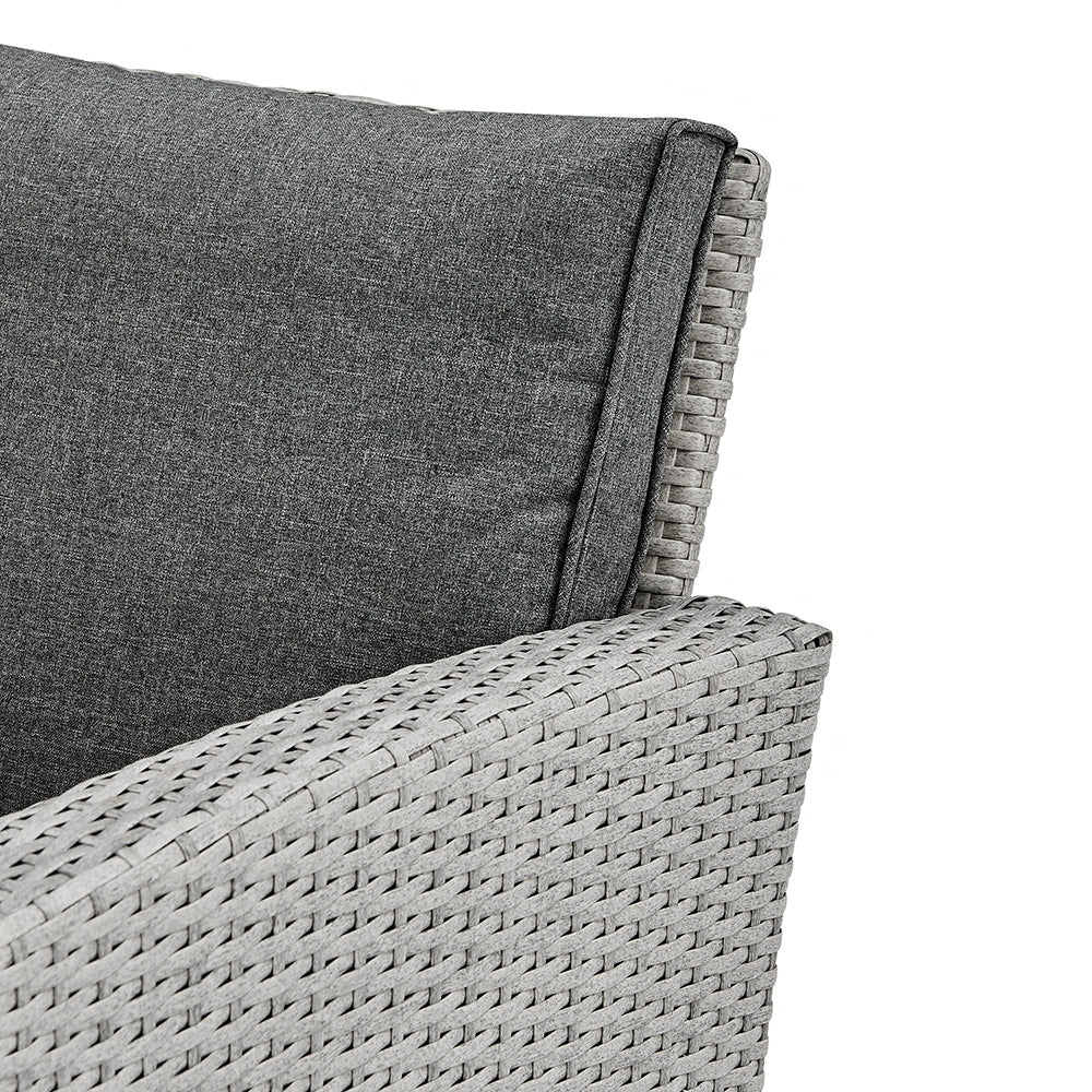 Lush Two Tone Grey Rattan Dark Grey Cushions  5Pcs Sofa