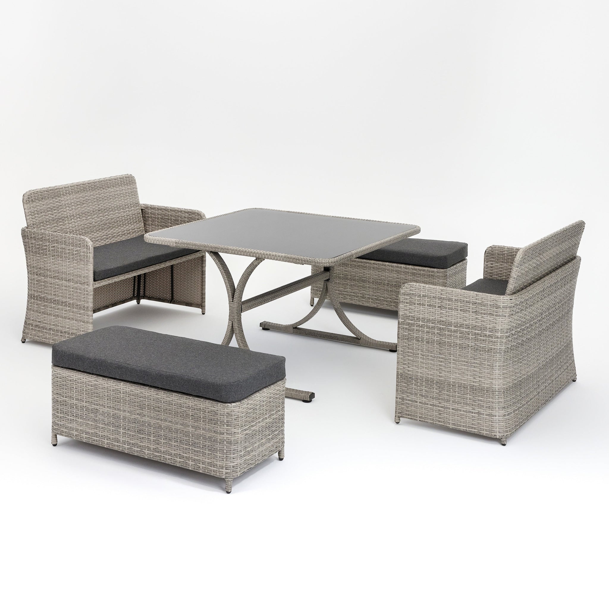 Terrace 2 Seater Cube Set with Bench  with cover