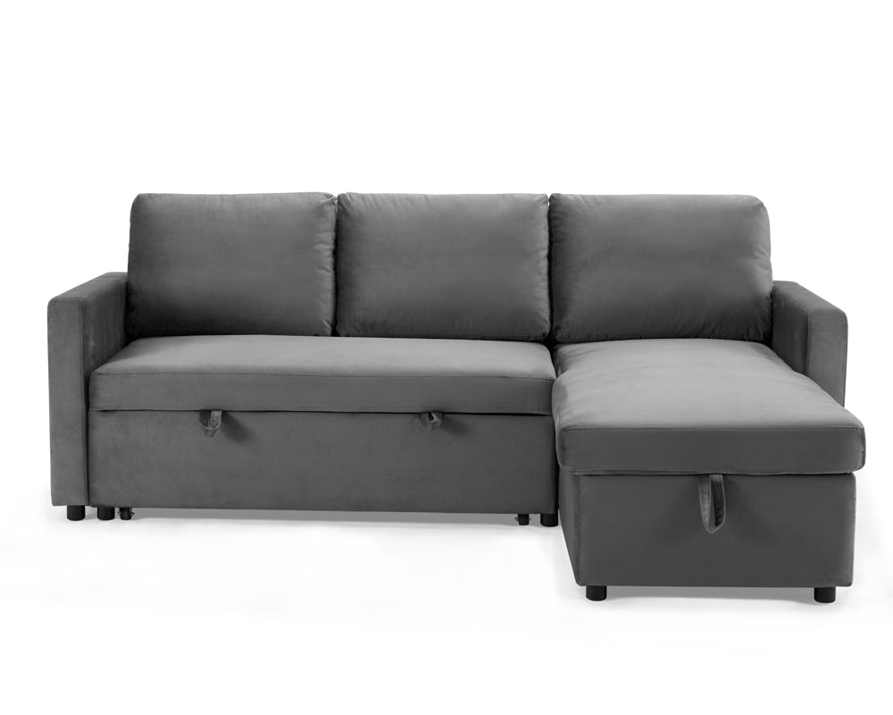 Haven Velvet Pull Out Sofa Bed Grey