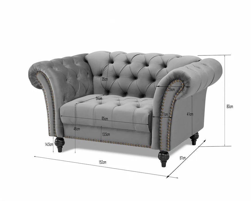 Mayfair Velvet Curved Sofa 1.5 Seater
