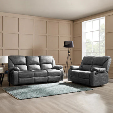 Enoch Faux LeatherFabric 2+3 Seater Manual Recliner Sofa