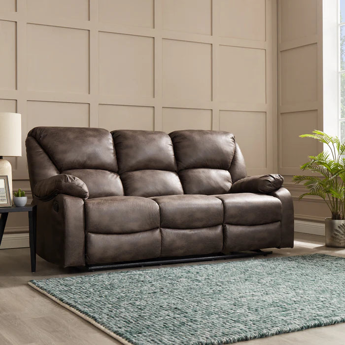 Enoch Faux LeatherFabric 3- Seater Manual Recliner Sofa