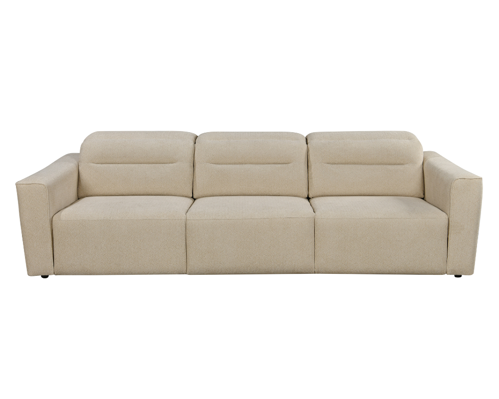 Brambury 3 seater Electric Recliner sofa with remote - Triple Motorized Sliding Seats & Adjustable Headrest Cream