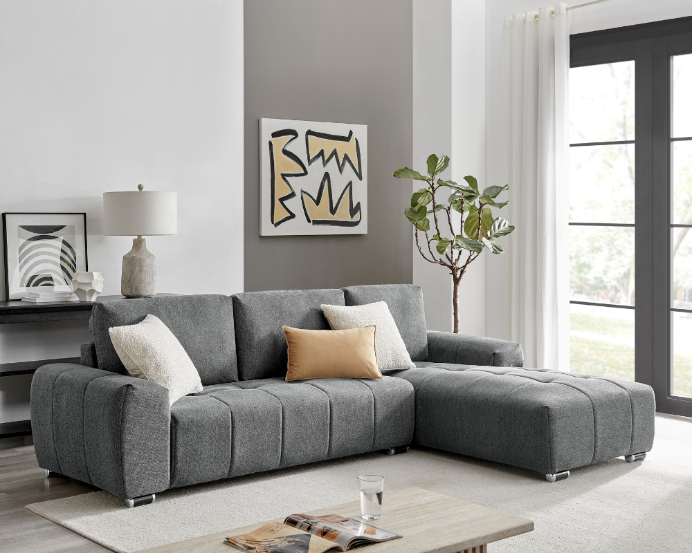 Caramel Right Hand Corner Sofa Grey