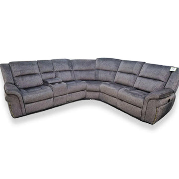 Berlin Fabric Electric Recliner Corner Sofa Grey