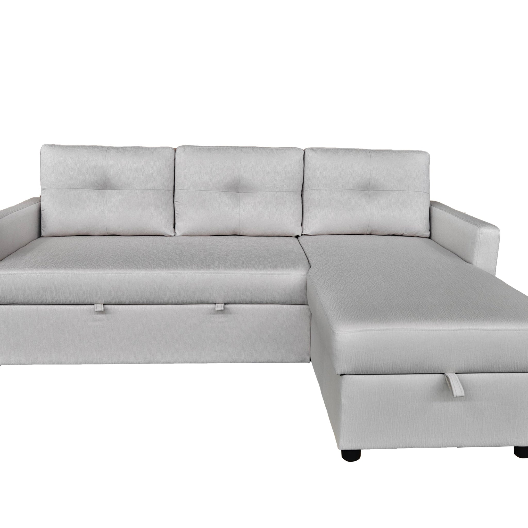 Sial Universal Corner Pull Out Sofa bed with storage chase Silver