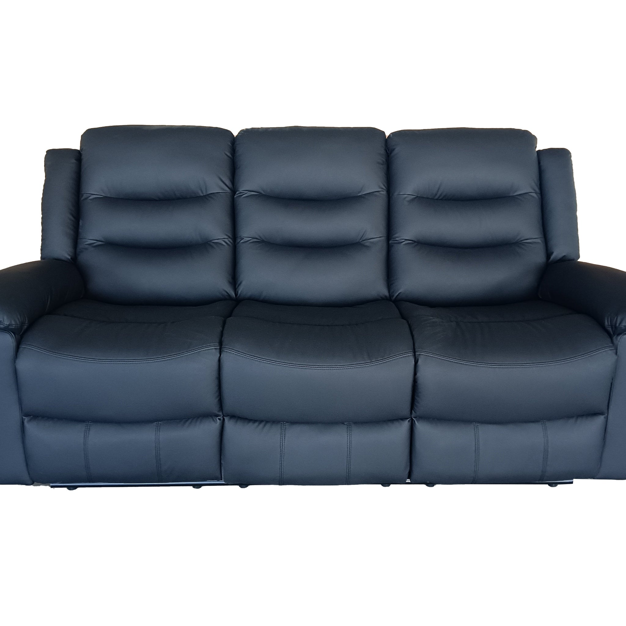 Delano 3 Seater Manual Recliner Anti Scratch Leather Black