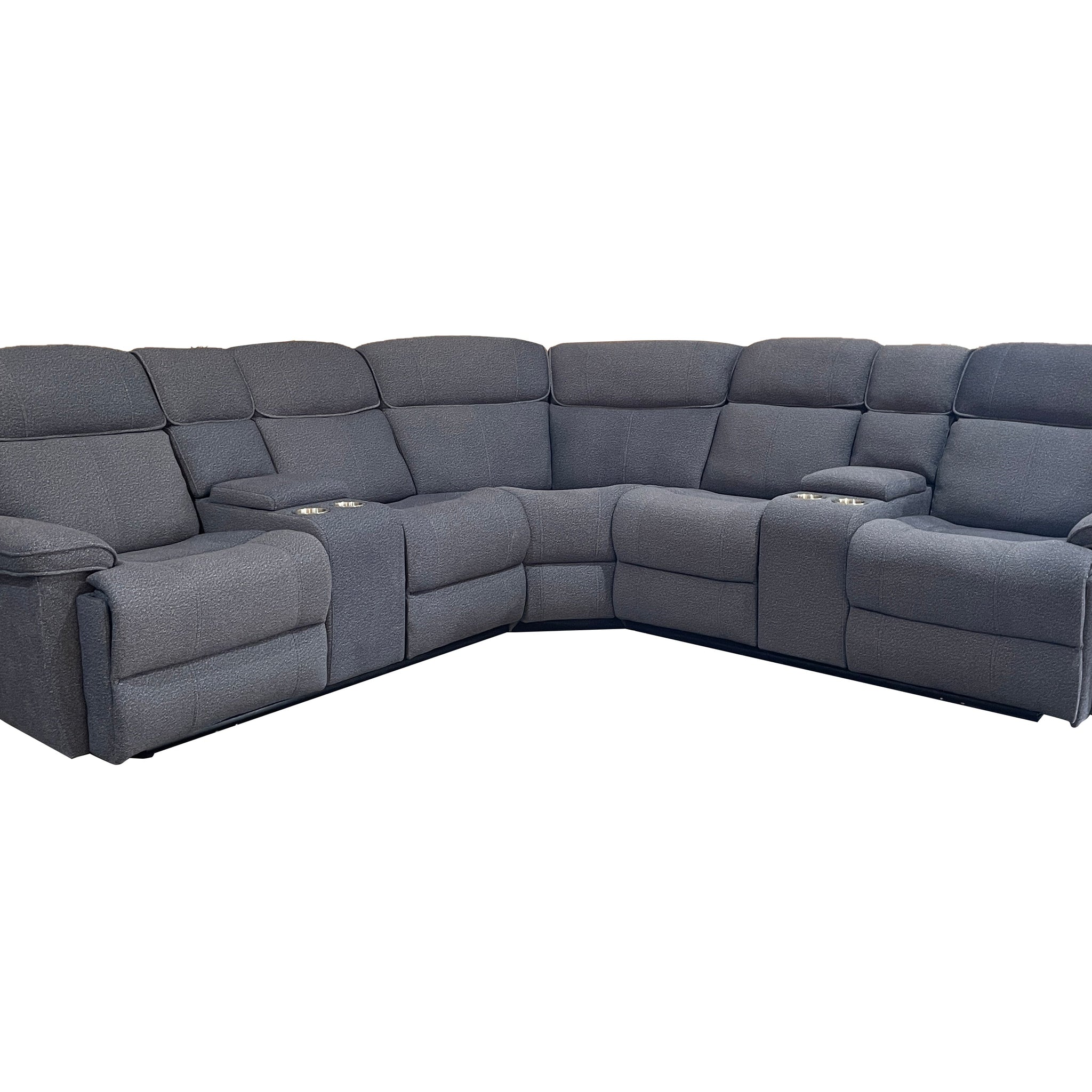 Heather Fabric Corner Electric Recliner with cupholders and Console Box Grey