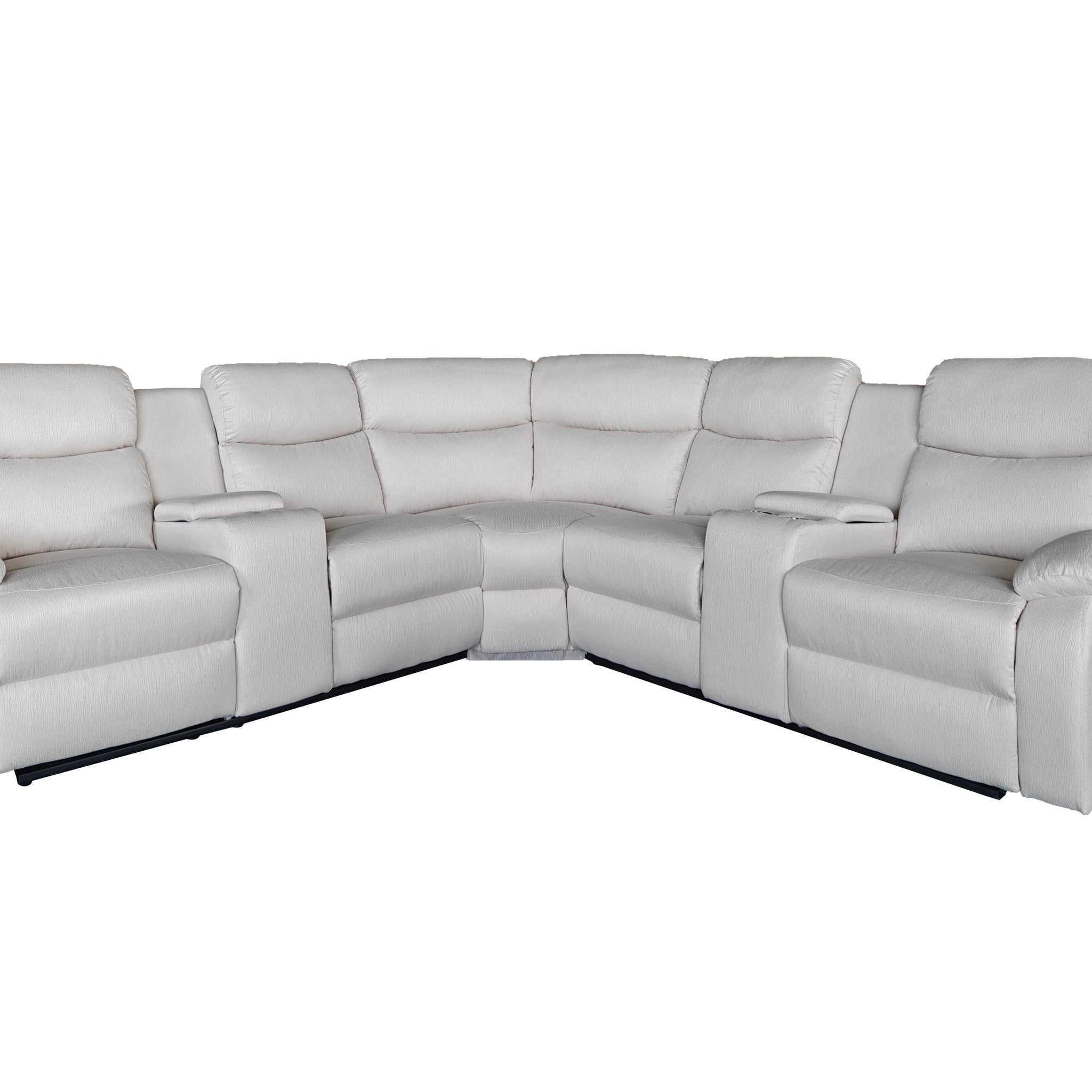 Rosewood Fabric Manual Recliner with console and cupholders Cream