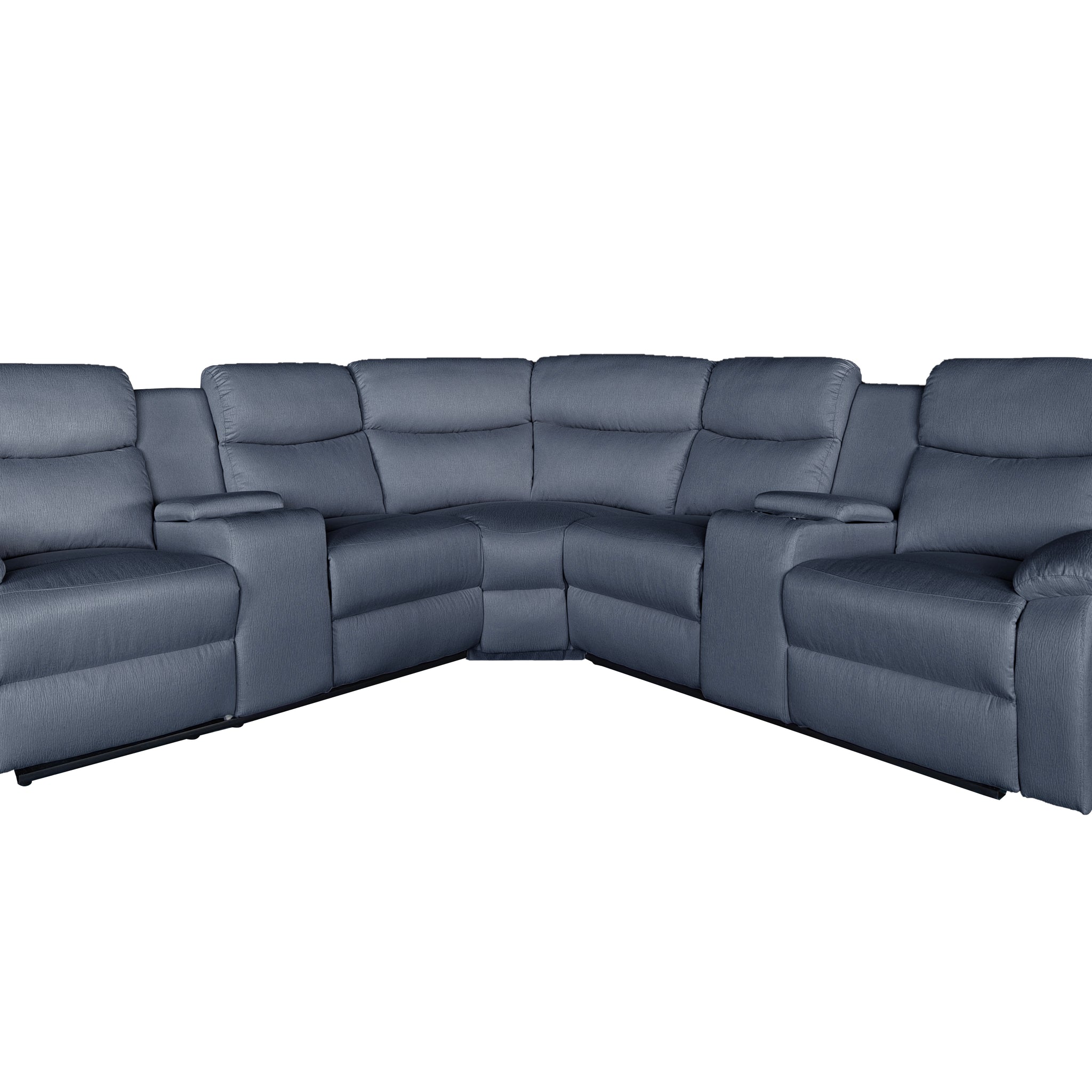 Rosewood Fabric Manual Recliner with console and cupholders Grey
