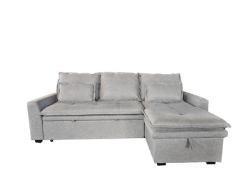 Luva Corner Sofa bed with Storage Chase Silver