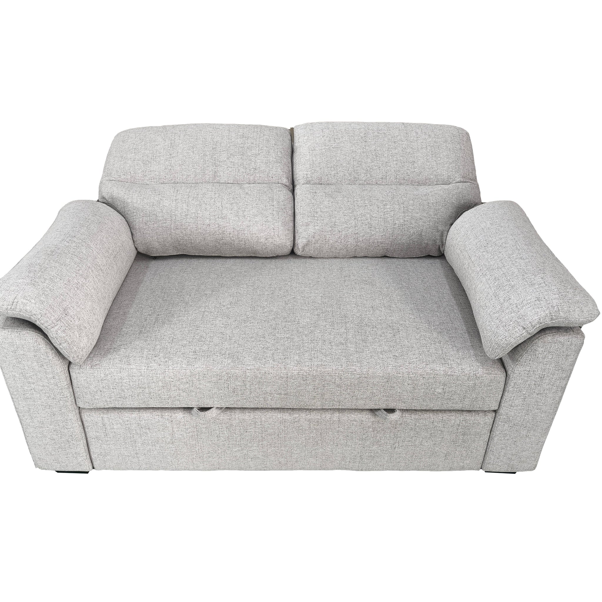 Milo 2 seater pull out sofa bed With Folded Back Silver