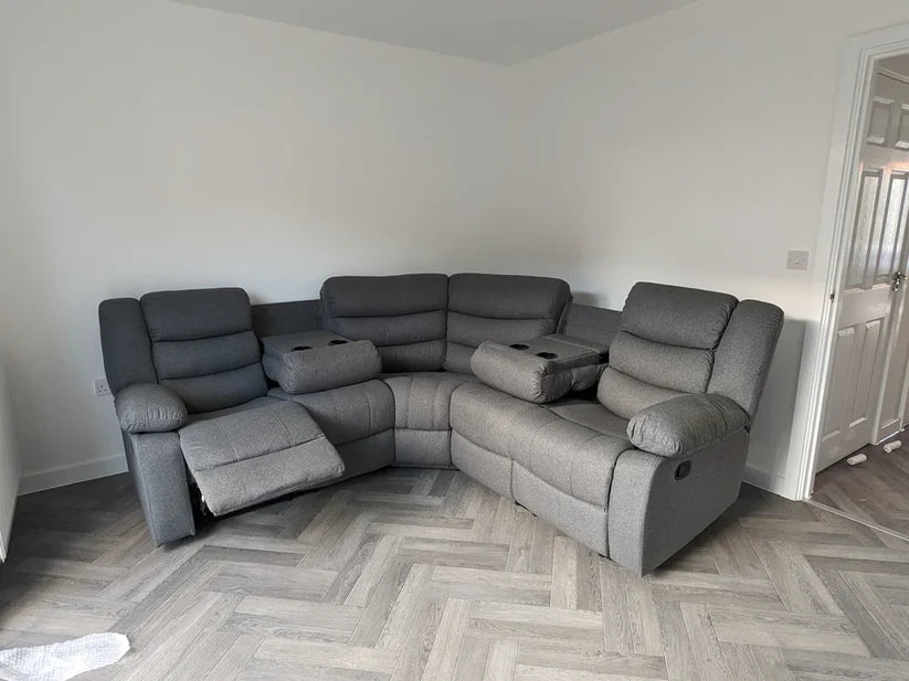 Sorrento Fabric Corner Recliner Sofa With Cup holder