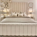 Luxury Cream Boucle Panel Bed