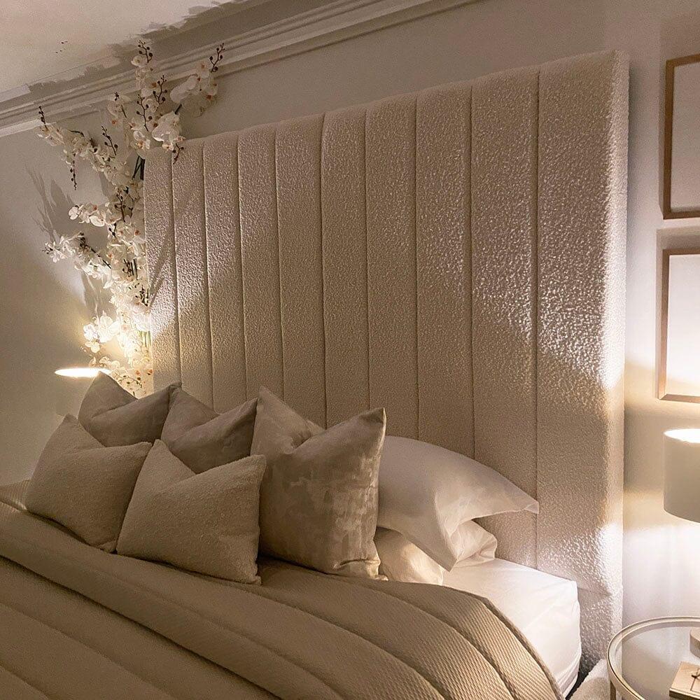Luxury Cream Boucle Panel Bed